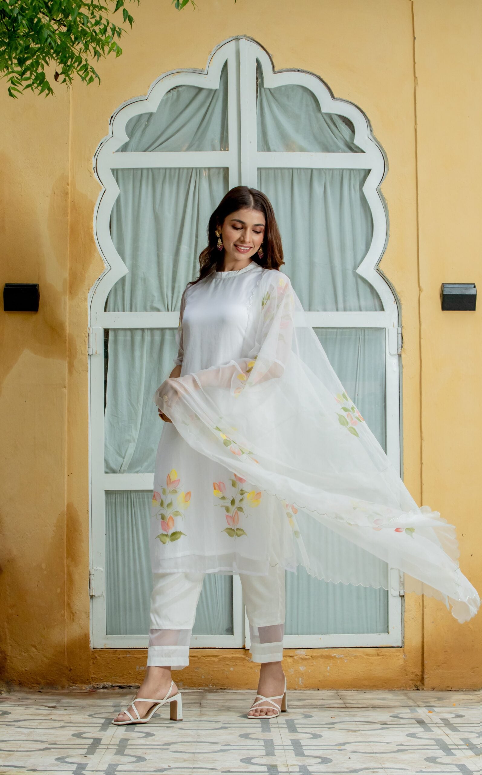 Handpainted Organza Kurta Set Handpainted Organza Kurta Set