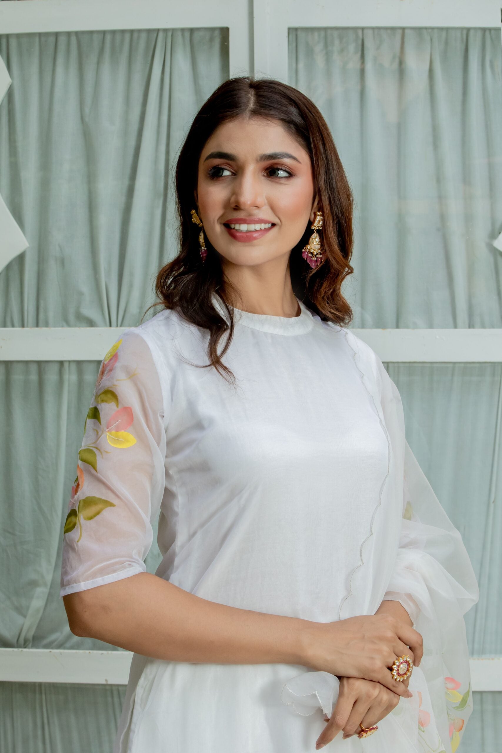 Handpainted Organza Kurta Set Handpainted Organza Kurta Set
