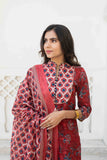 Wine Color Printed Cotton Kurta Set Wine Color Printed Cotton Kurta Set