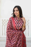 Wine Color Printed Cotton Kurta Set Wine Color Printed Cotton Kurta Set