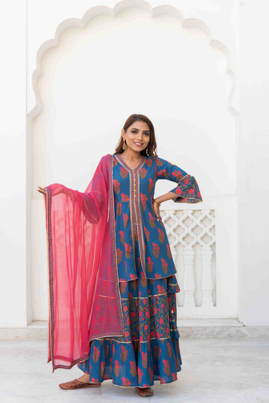 Peplum Top & Designer Skirt Set