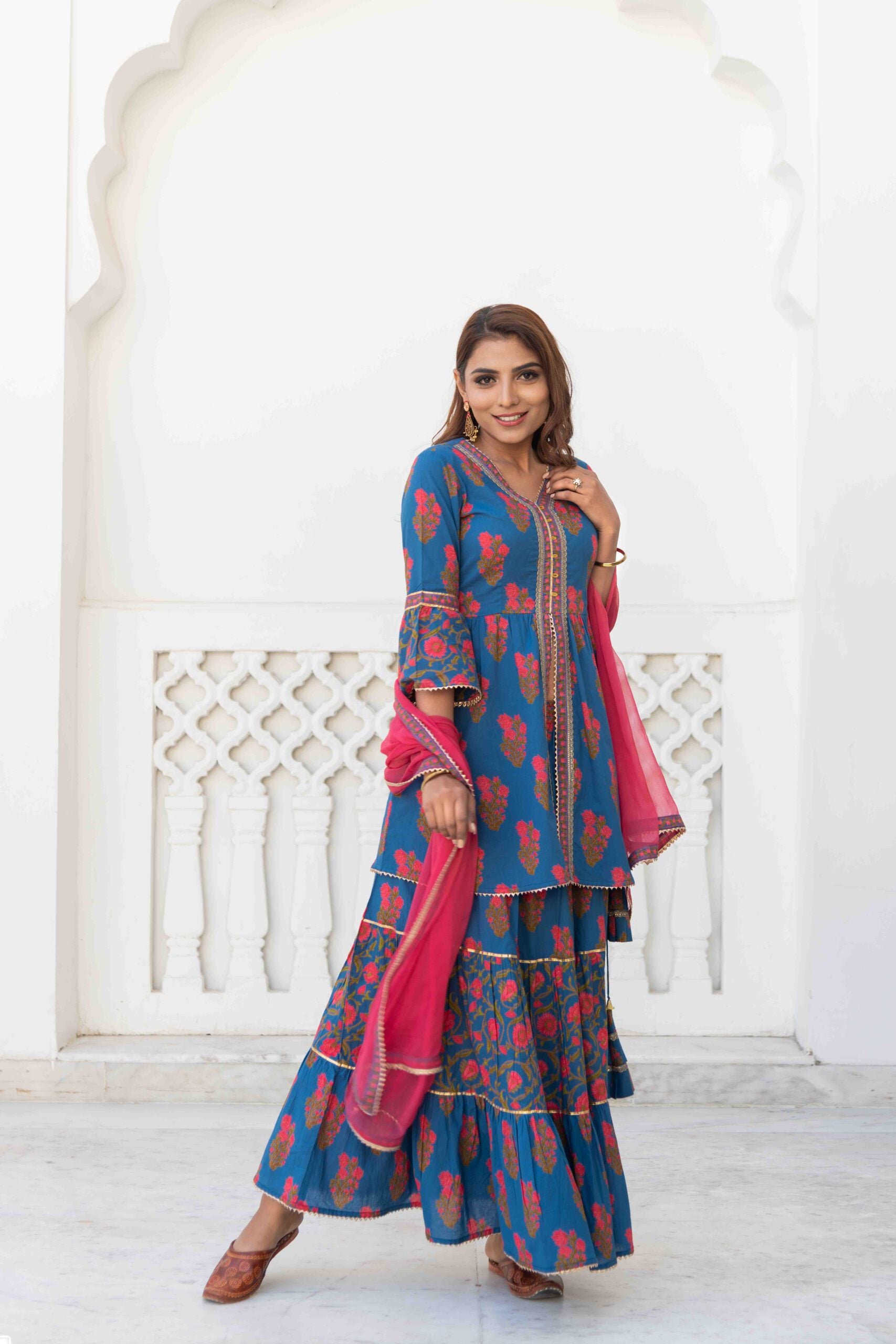Peplum Top & Designer Skirt Set Peplum Top & Designer Skirt Set