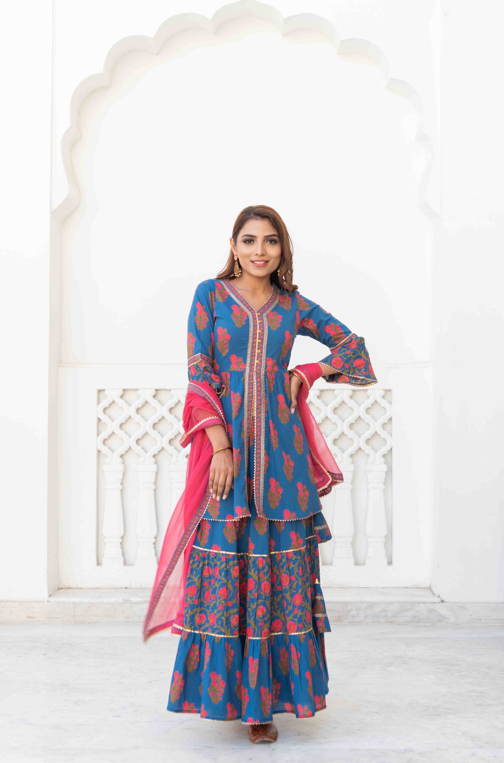 Peplum Top & Designer Skirt Set Peplum Top & Designer Skirt Set