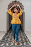 Peplum Yellow Printed Top Peplum Yellow Printed Top