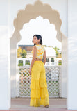 Yellow Modern Georgette Sharara Set Yellow Modern Georgette Sharara Set