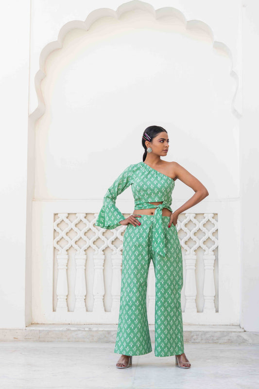 One Shoulder Crop Top & Pant Set