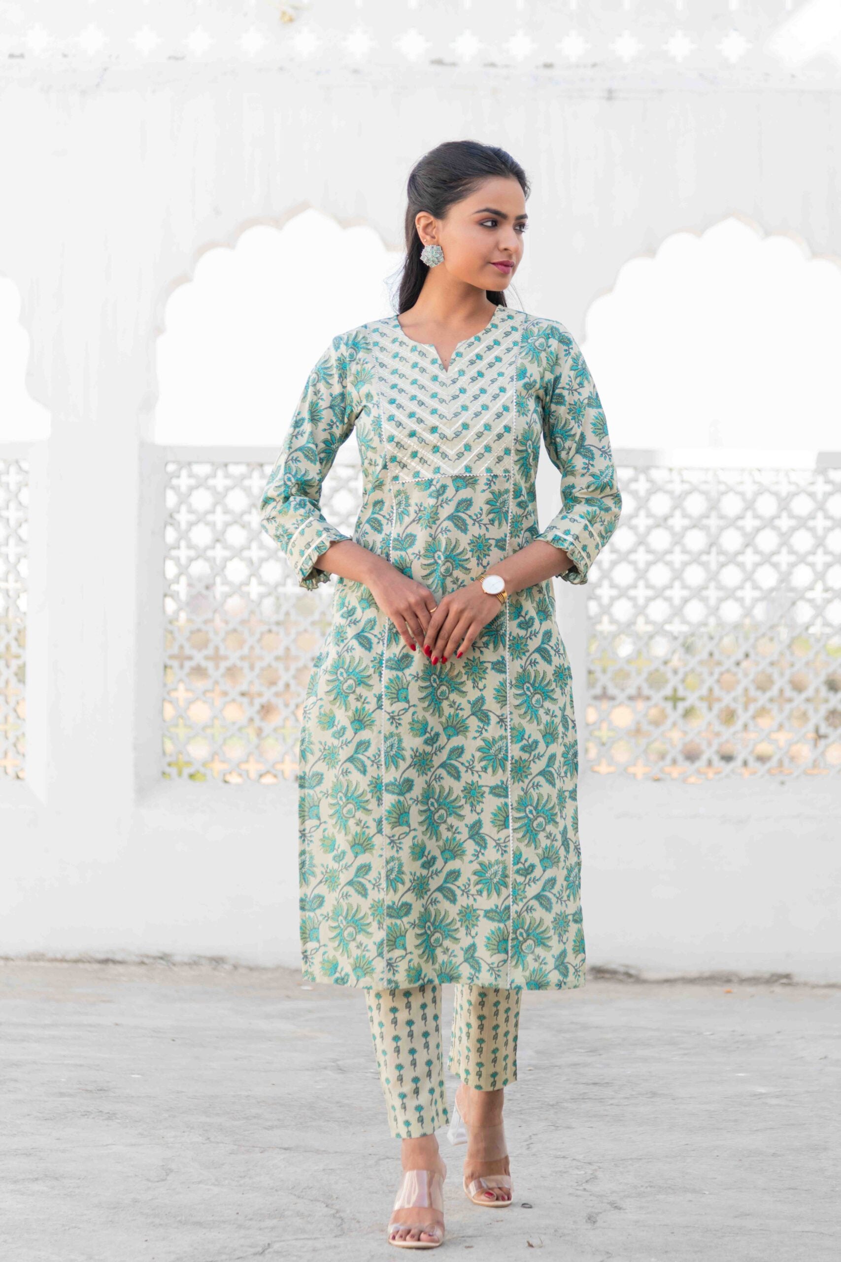 Green Cotton Kurta Set Green Cotton Kurta Set