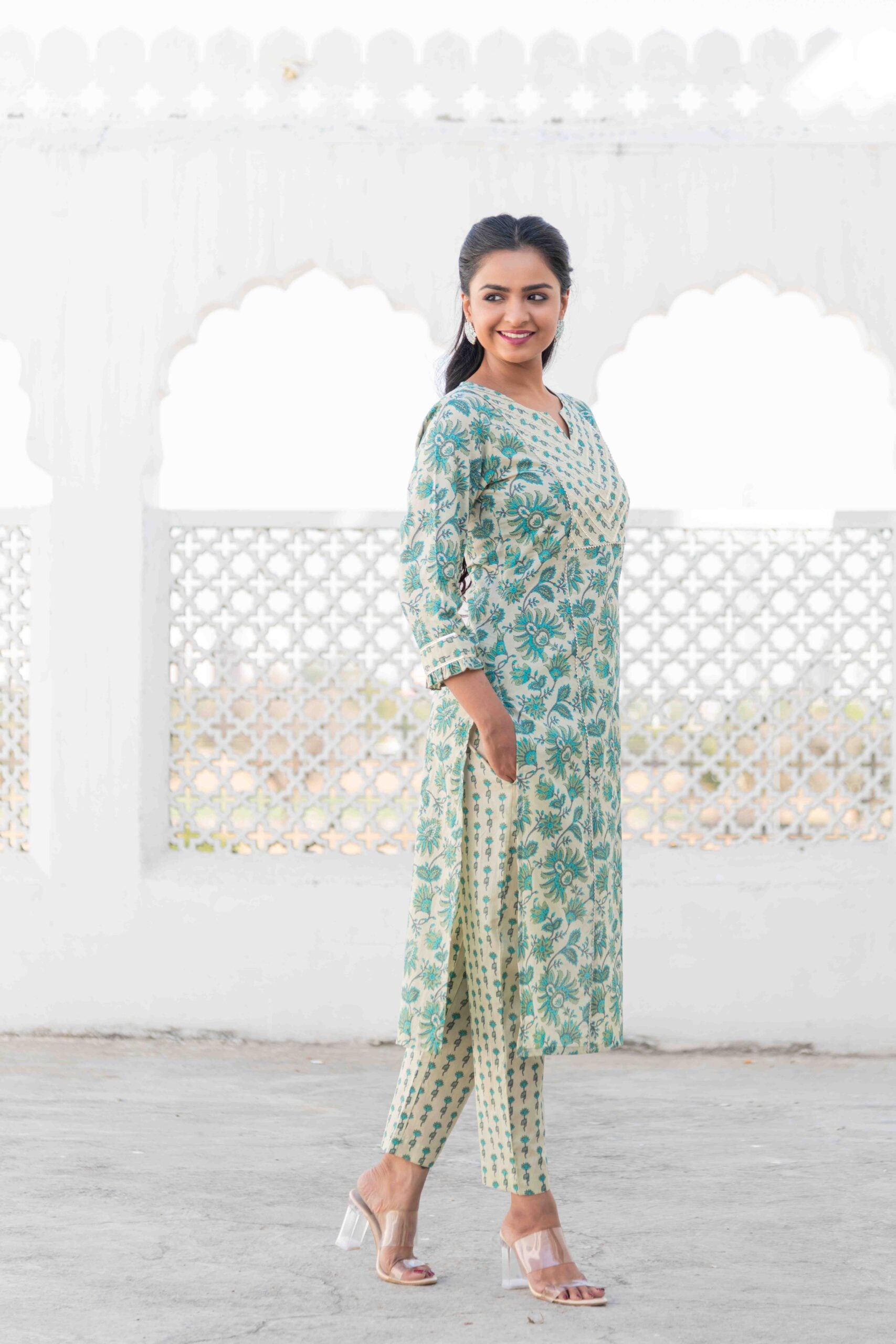 Green Cotton Kurta Set Green Cotton Kurta Set