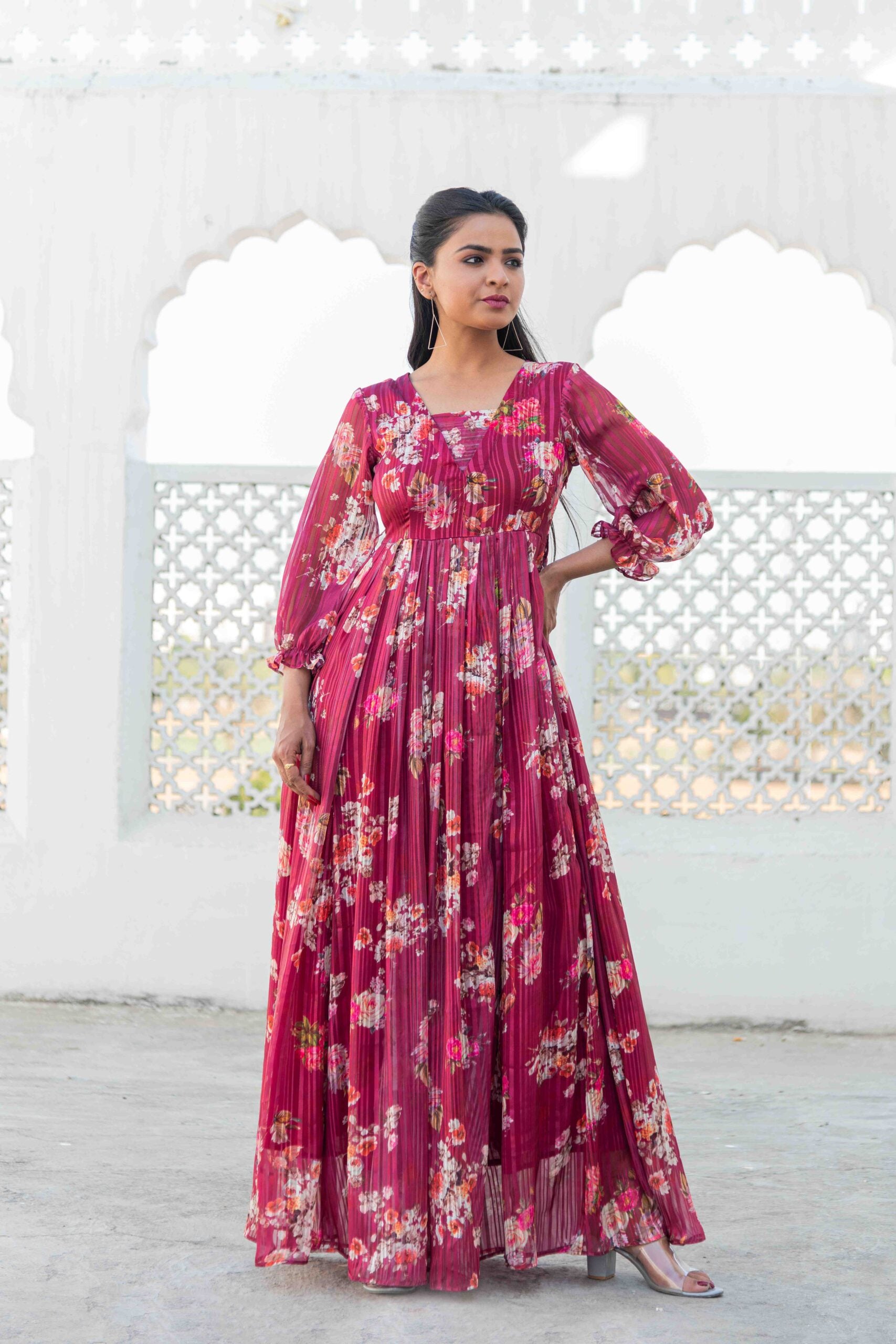 Women's Designer Satin Georgette Gown Women's Designer Satin Georgette Gown