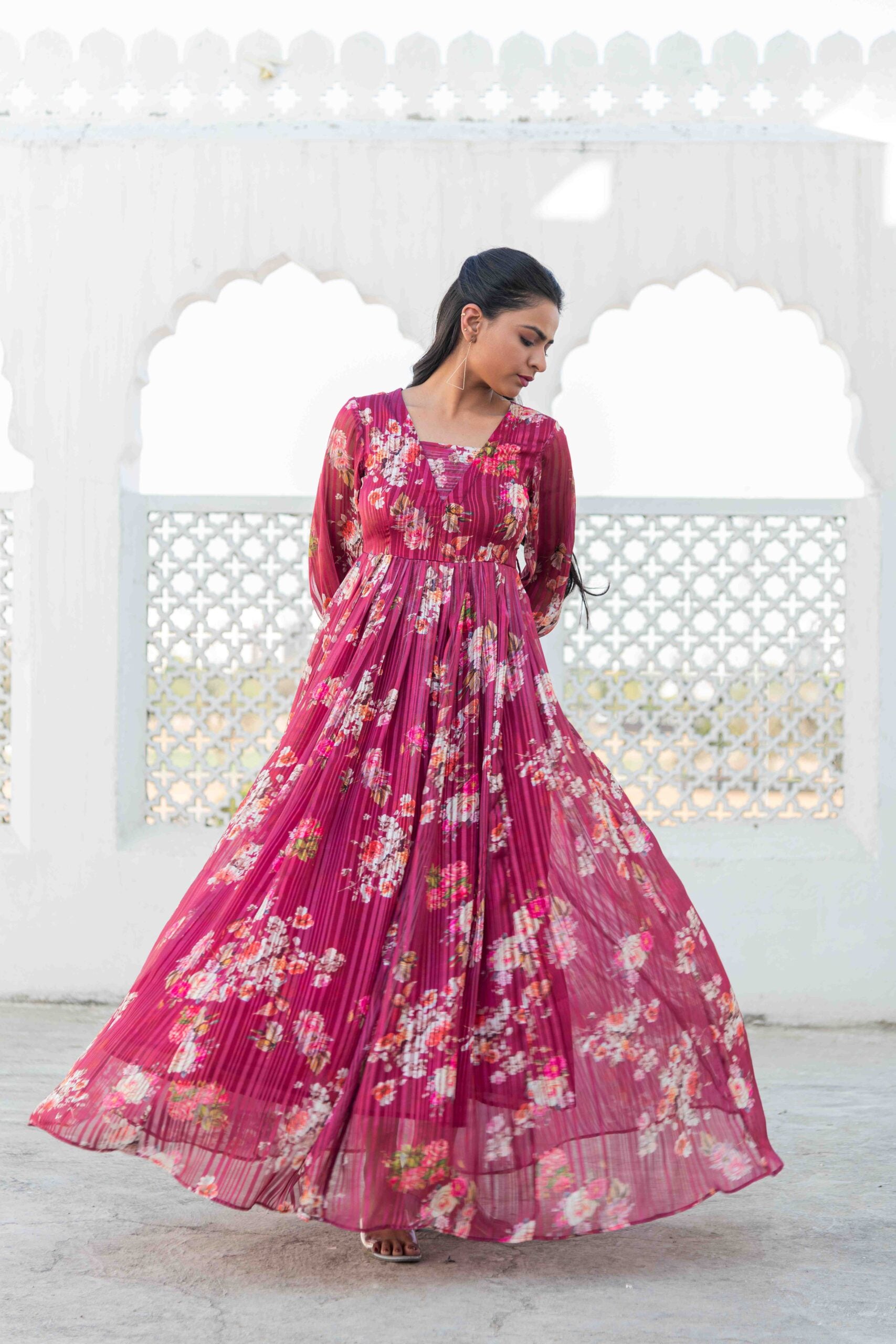 Women's Designer Satin Georgette Gown Women's Designer Satin Georgette Gown