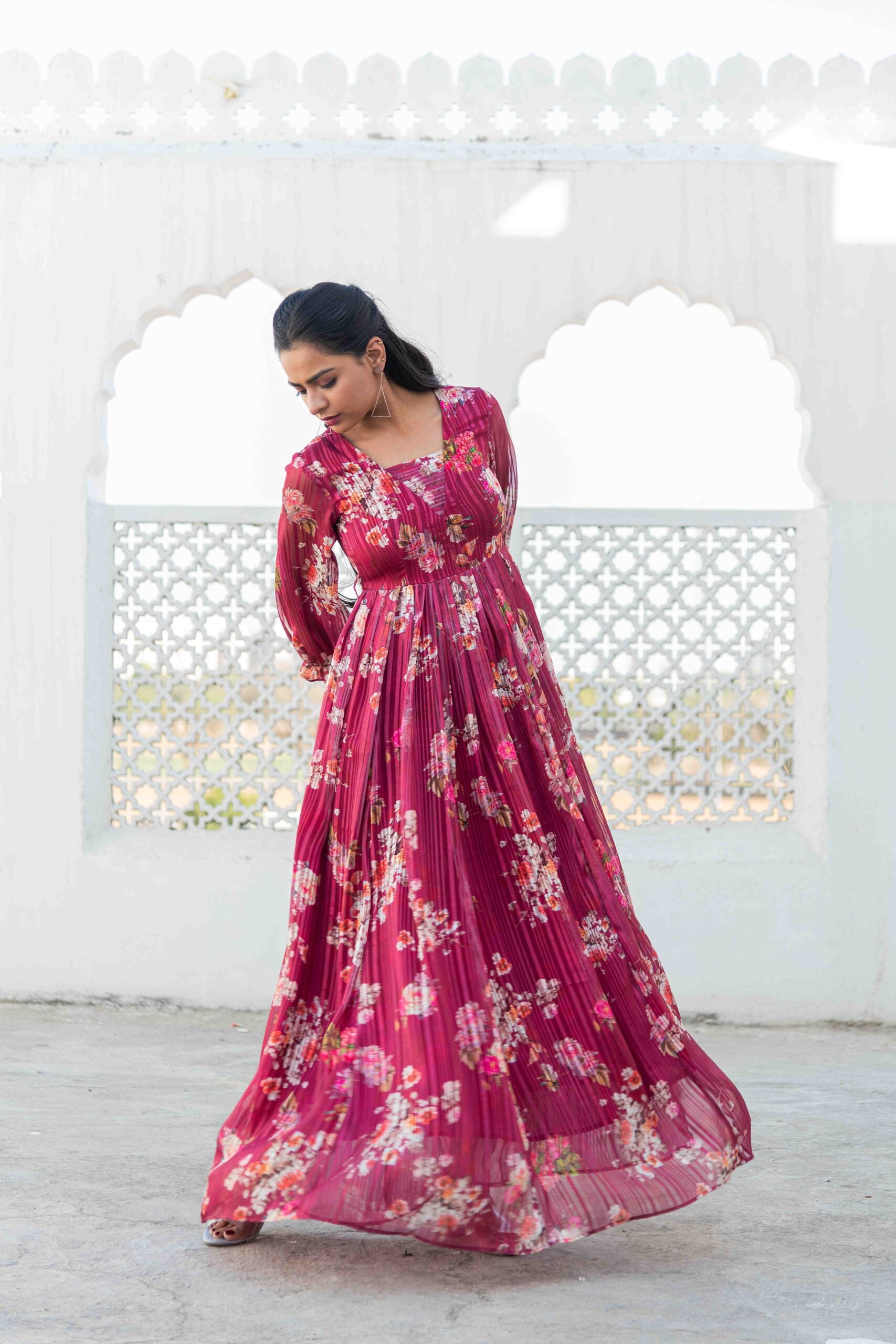 Women's Designer Satin Georgette Gown Women's Designer Satin Georgette Gown