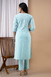 Sky Blue Cotton Printed Kurta Set Sky Blue Cotton Printed Kurta Set