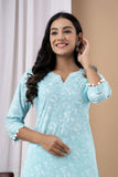 Sky Blue Cotton Printed Kurta Set Sky Blue Cotton Printed Kurta Set