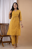 Yellow Cotton Printed Kurta Set Yellow Cotton Printed Kurta Set