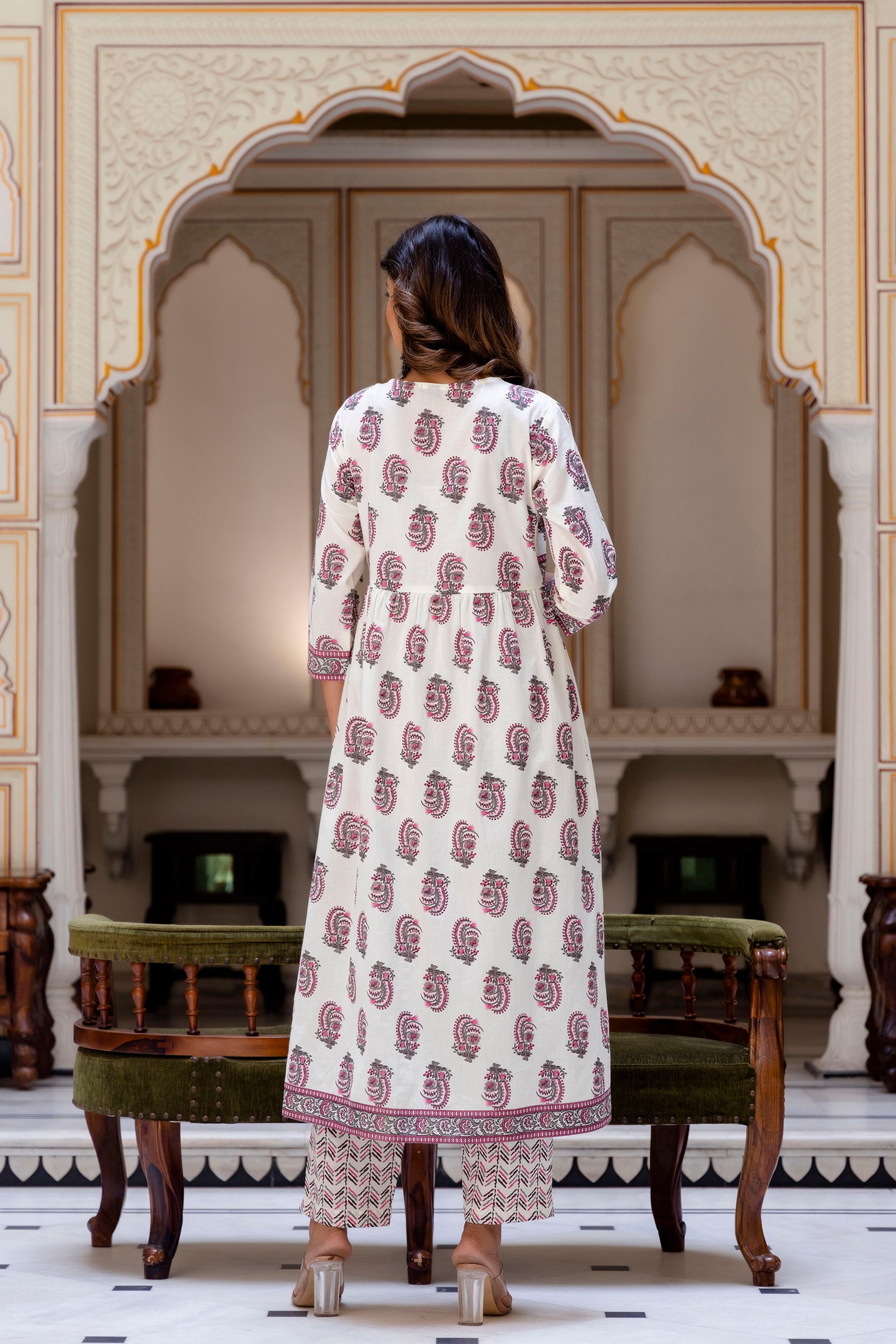 WREN - Pink Yoke Design Aline Suit Set