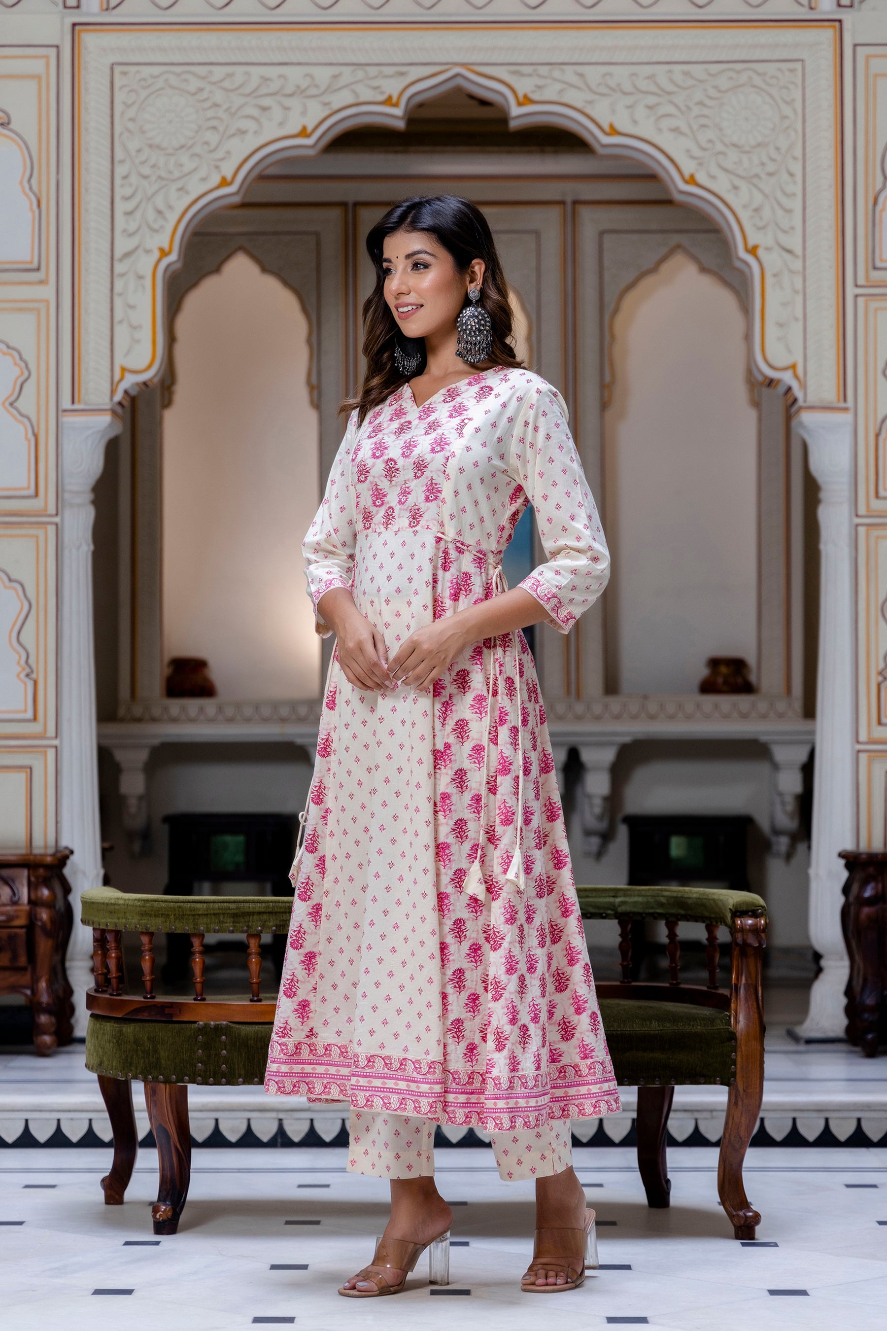THEA - Printed Anarkali Suit Set with Tassels