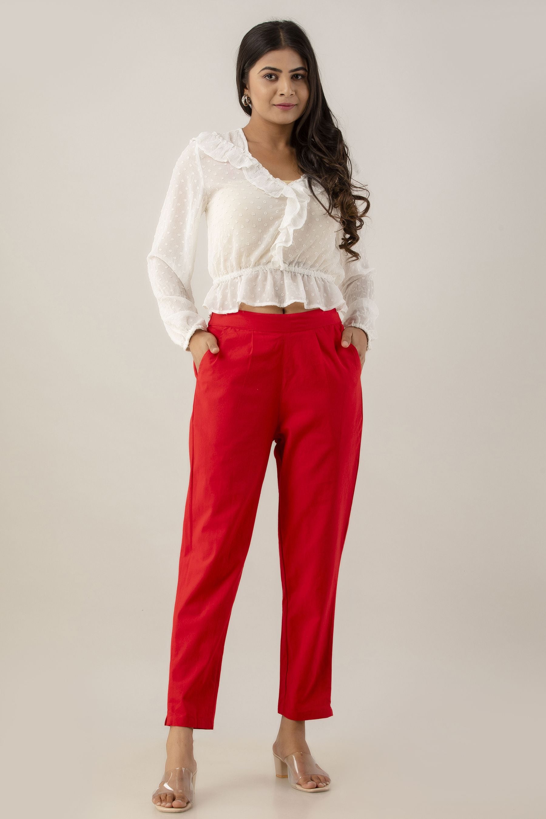 Fashion Outfits Plain Deep Red Trouser Suit LSTV115498