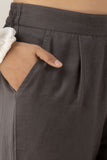 Dark Grey Cotton Cigarette Trousers