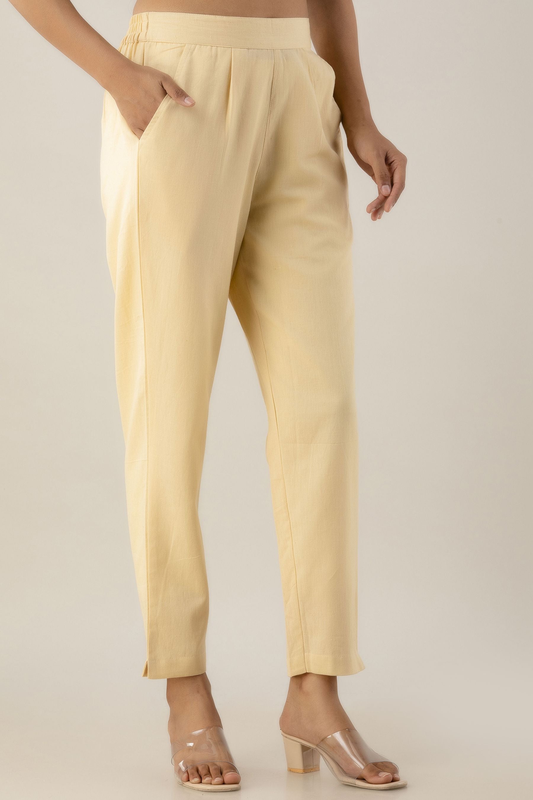 Buy Beige Trousers & Pants for Women by Outryt Online | Ajio.com