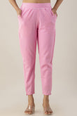 Pink Cotton Cigarette Trousers