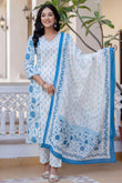 Blue White Kurta Set