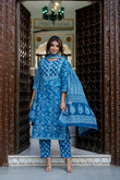 Blue Cotton kurta Set For women