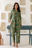 Safina - Green Pintucks Details Kurti with Wide Pants Coord Set