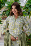 Green kurta set for women