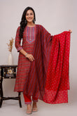 Red Silk Designer Kurta Sets