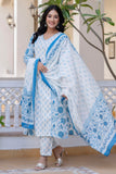 Blue White Kurta Set