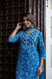 Blue Cotton kurta Set For women