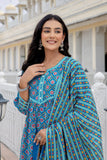 Blue Cotton kurta Set For women