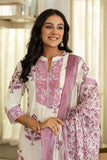 Purple Motif Print Plackett Highlight Lined Kurta Set with Trousers and Dupatta
