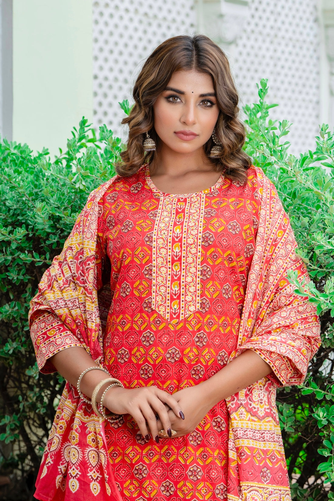 Orange kurta set for women