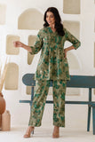 Safina - Green Pintucks Details Kurti with Wide Pants Coord Set