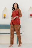 Meira - Rust Embellished Shirt with Contrast Pants Coord Set