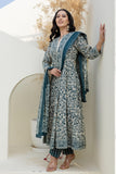 Green Yoke Design Anarkali Suit Set with Trousers and Dupatta