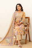 Beige Floral Print Aline Suit Set with Palazzo and Dupatta