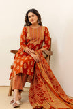 Rust Motif Print Cotton Kurta Set with Trousers and Dupatta