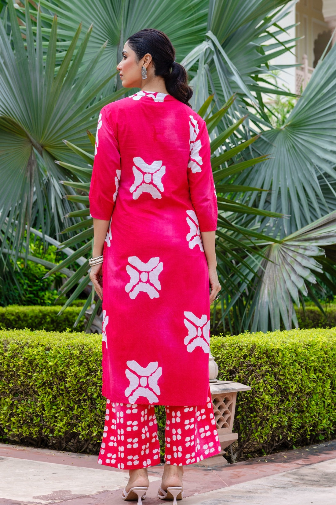 Pink Festive Yoke Design Kurta Set with Palazzo and Dupatta