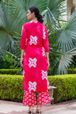 Pink Festive Yoke Design Kurta Set with Palazzo and Dupatta