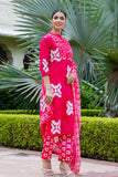 Pink Festive Yoke Design Kurta Set with Palazzo and Dupatta