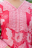Bright Pink Floral Cotton Kurta Set with Palazzo Pants and Dupatta