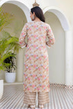 Beige Lace Detailing Cotton Kurta Set with Palazzo Pants and Dupatta