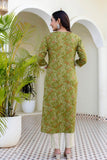 Sage Green Floral Kurta Set with Trousers and Dupatta