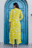 Pastel Yellow Frill Neck Design Kurta Set with Palazzo Pants and Dupatta