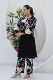 Black Floral Print Kurti with Wide Trousers Coord Set