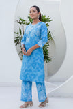 Blue Floral Tie n Dye Kurti with Palazzos Coord Set