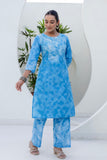 Blue Floral Tie n Dye Kurti with Palazzos Coord Set