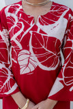 Red Floral Print Kurti with Wide Trousers Coord Set